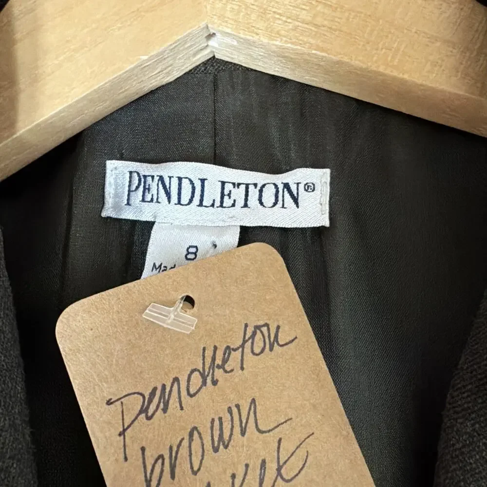 Vintage Pendleton MADE USA Lined Button Up Brown Blazer #1270 Size MED / 8